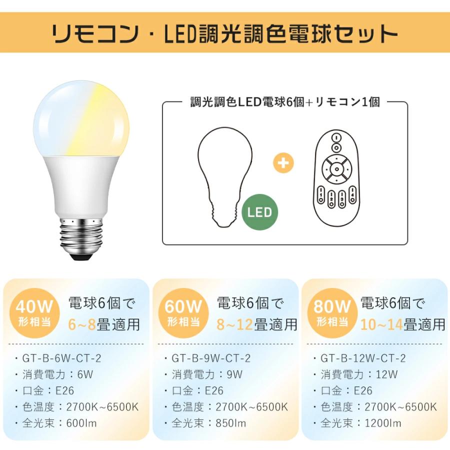 共同照明 【6個セット】LED電球 60W形 E26 調光調色 広配光 リモコン