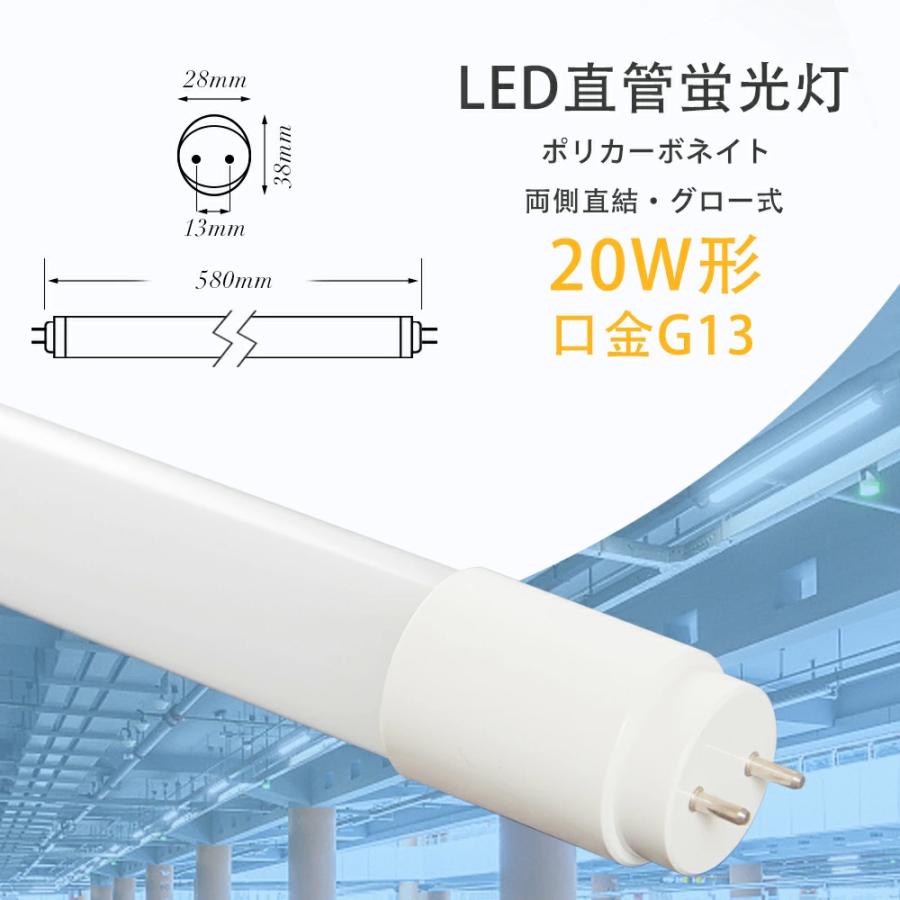 【10本セット送料無料 】LED蛍光灯 20w形 広角300度照射 昼光色 広配光 58cm 蛍光管 直管 led グロー式工事不要 防虫  580mm G13 t8 20W型 PL保険付｜kyodo-store｜06