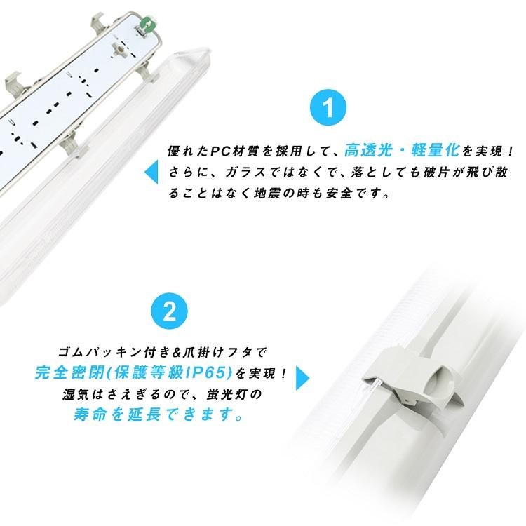 LED蛍光灯 防雨器具 20W形1灯式用 防噴流防水 IP65 直管蛍光灯 一体式蛍光灯 照明器具 58cm 60cm ベース照明 商業用 施設照明 工場照明 天井壁面兼用 室内 屋外｜kyodo-store｜05