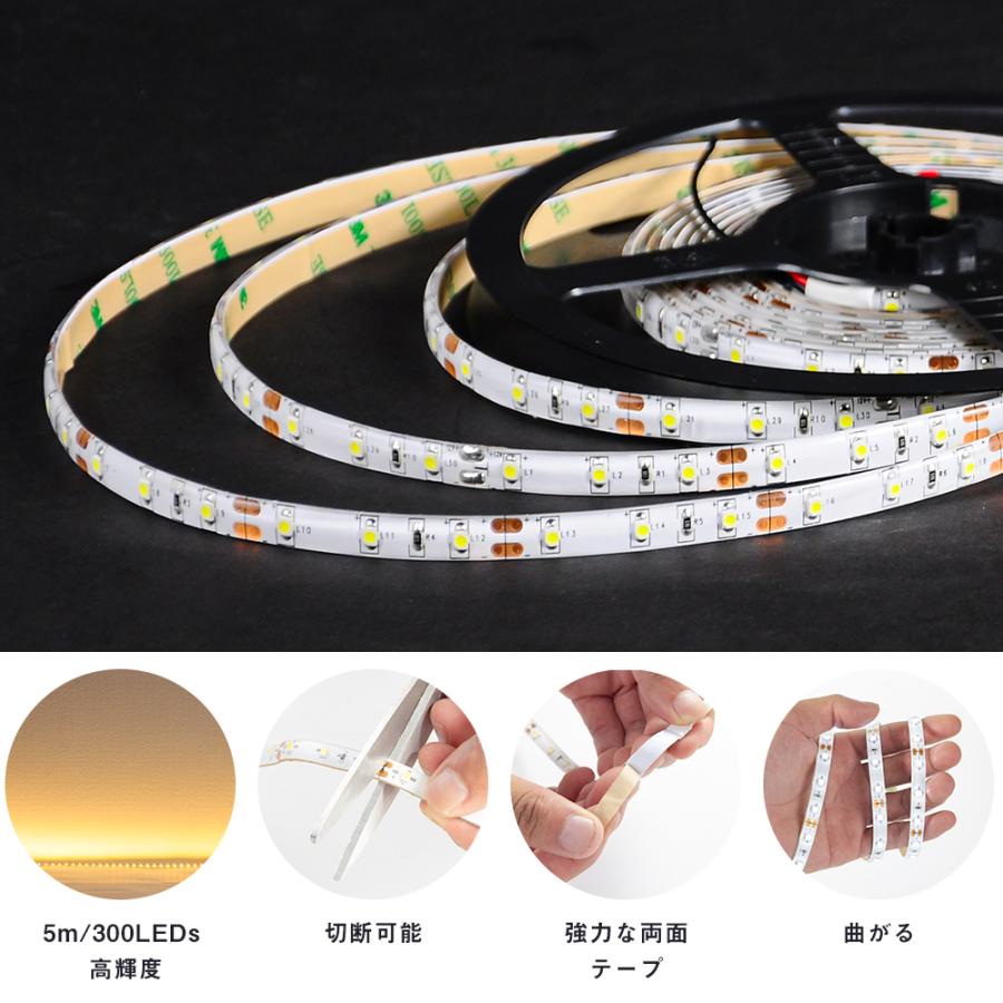 共同照明 LEDテープ 3528 5m 防水 電球色 昼光色 緑 青 LED テープ
