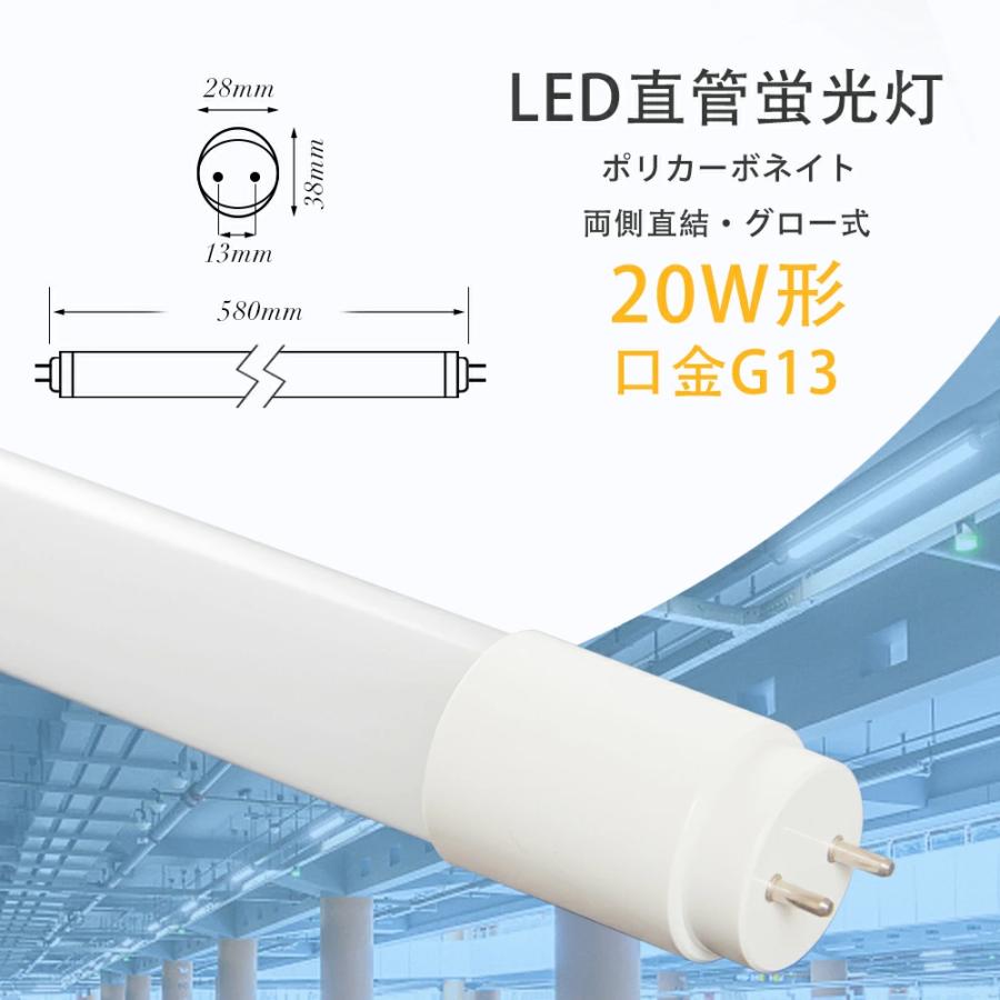 共同照明 LED蛍光灯 20W型1灯 20W形 直管蛍光灯 防水防雨 防噴流 LED