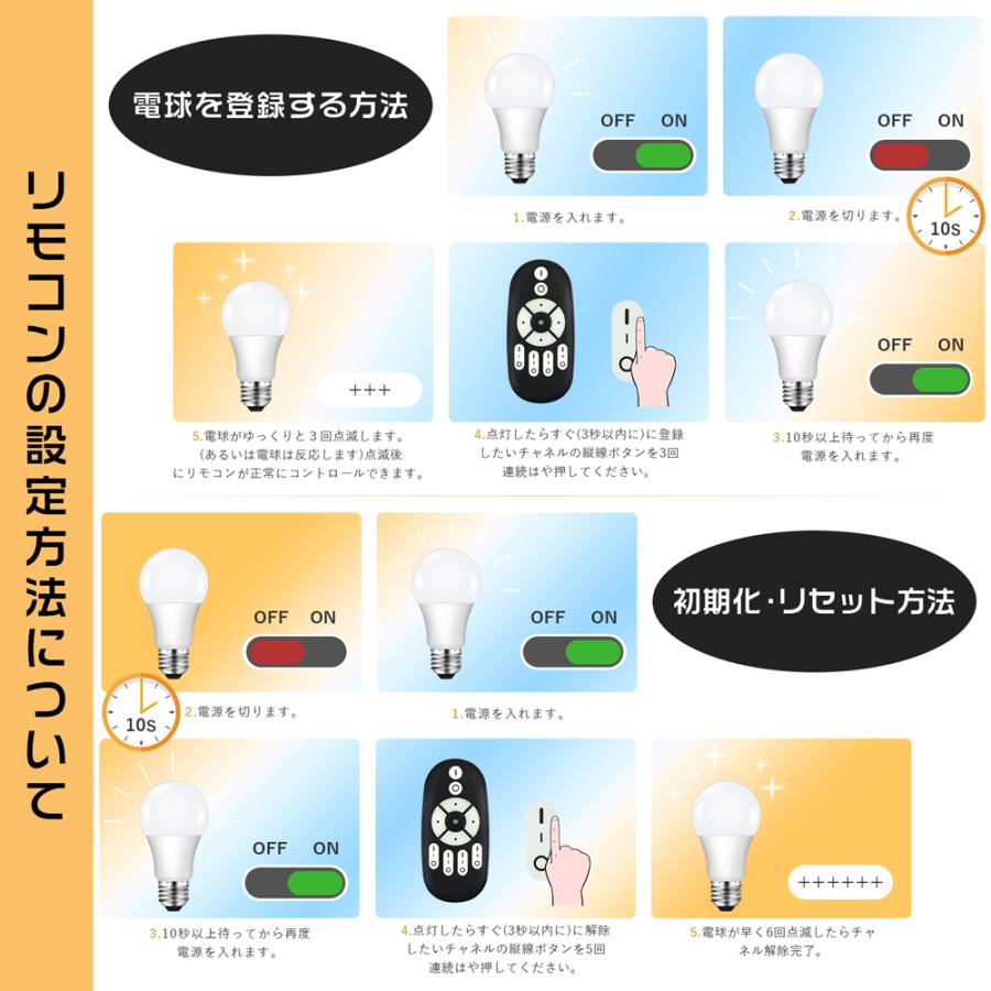 【4個セット】LED電球 e26 60W 調光調色 リモコン付き リモコンLED電球 60W相当 昼白色 昼光色 電球色 リモコン操作 遠隔操作 DL-L60AV LED 無段階調光 led｜kyodoled｜12