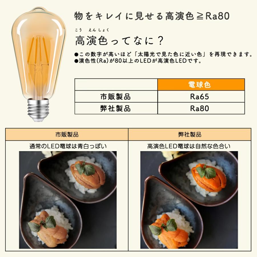 4個セット】LEDエジソン電球 LED電球 E26 60W形相当 フィラメント電球
