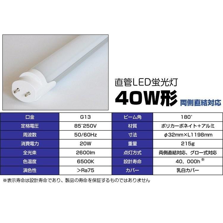 LED蛍光灯 40W形 直管 120CM LED 蛍光灯 2600lm 高輝度 グロー式工事