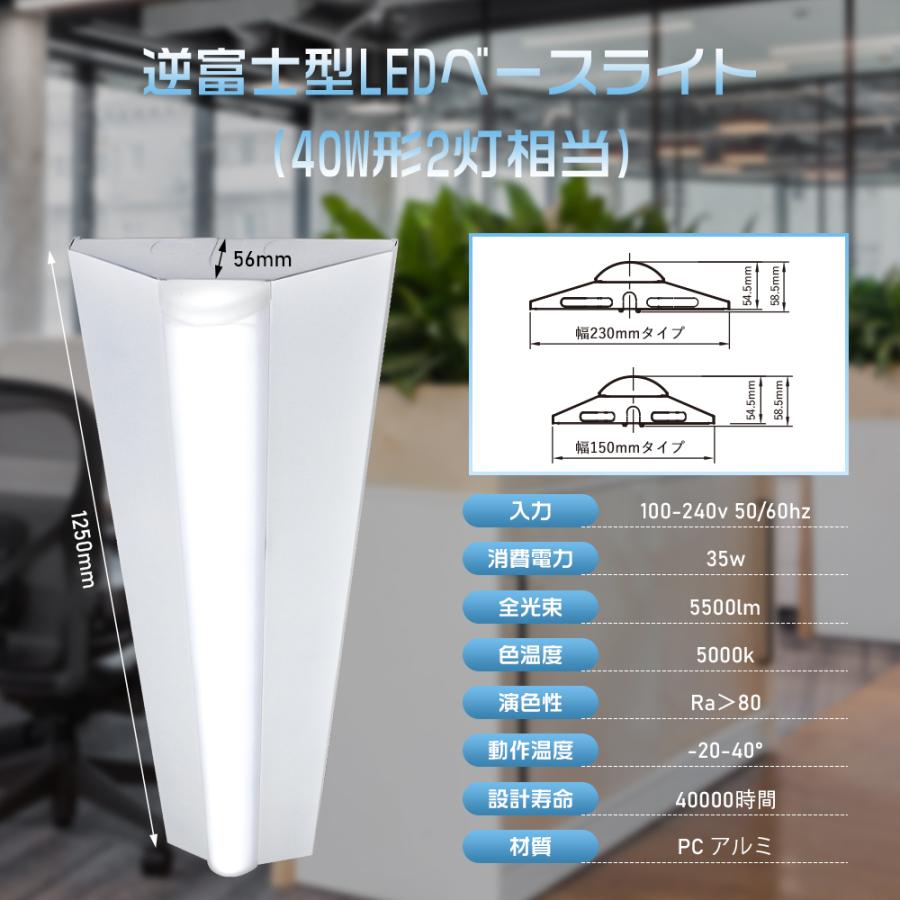 逆富士型 LEDベースライト 40W形 2灯相当 昼白色 5500lm 直管LED蛍光灯