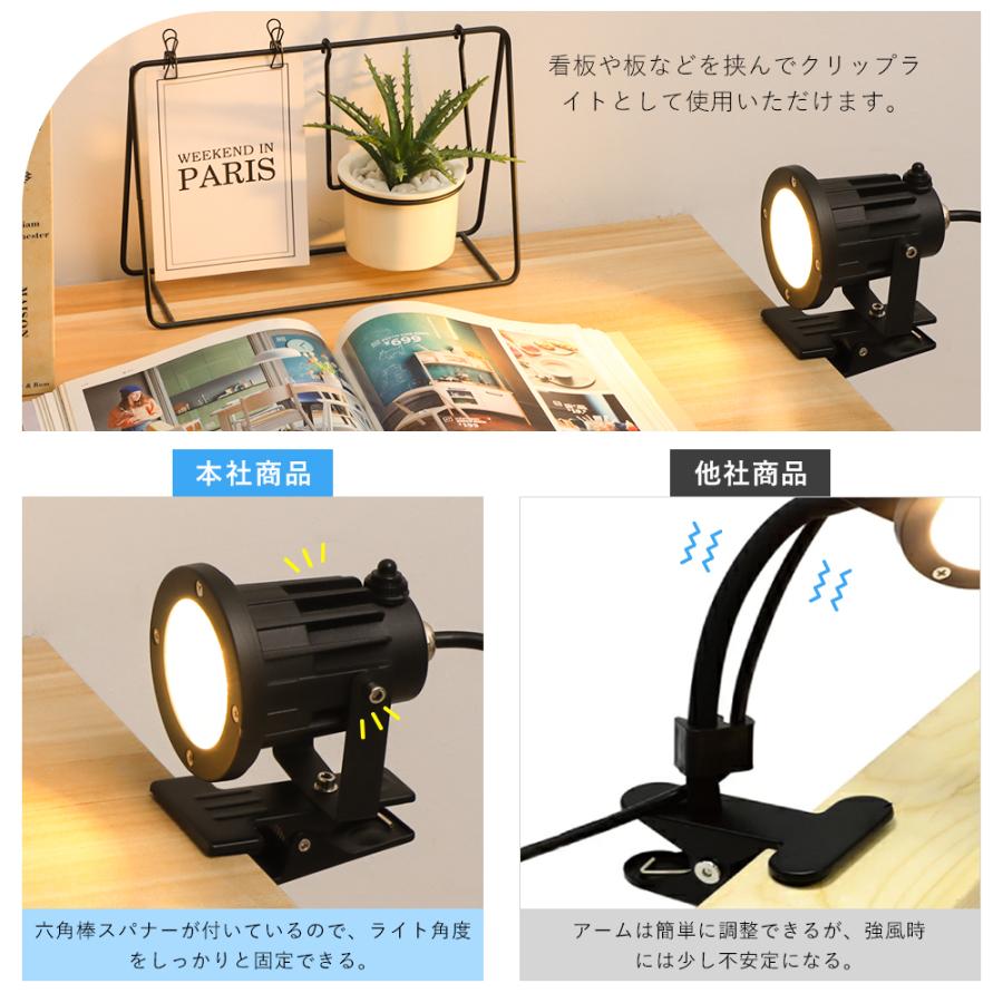 照明ライト2個セット 通電確認済み インテリア用(め39) LEDクリップライト 防水型 屋外 作業ライト 60W形相当 電気スタンド