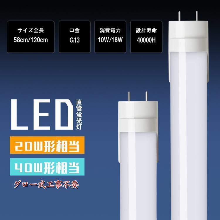 LED蛍光灯 40W形 20W形 LED直管蛍光灯 グロー式工事不要 G13口金 led蛍光管 直管型LEDランプ 両側給電 120cm 58cm省エネ【1年保証・PL賠償責任保険付】｜kyodoled｜02