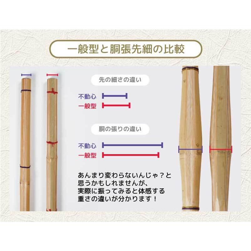 3本セット 剣道 竹刀 竹のみ 不動心 胴張先細 実践型 試合用 3.7 3.8