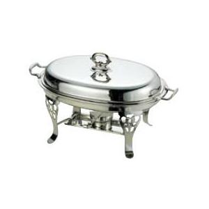 送料無料 ビュッフェ/バイキング用品 SW18-8ステンレス　共柄　小判　チューフィングディッシュ　16インチ(EBM25-1)(1186-2)