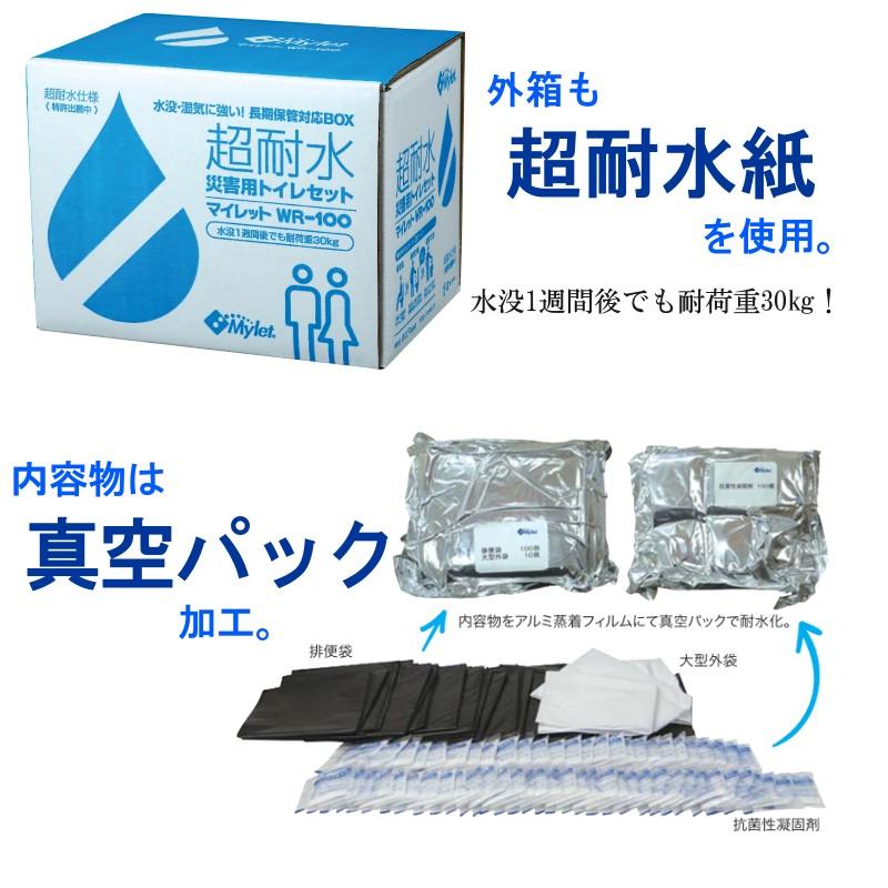 災害用トイレセット 超耐水マイレットWR-100 簡易トイレキット100回分 