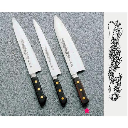 送料無料 包丁・ナイフ 龍彫刻入 ミソノ・スウェーデン鋼包丁　洋出刃（両刃）No.151M　21cm (9-0311-1302)