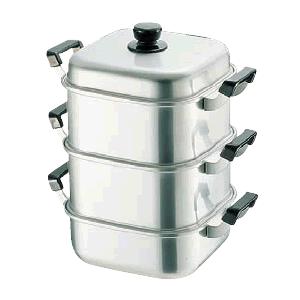 送料無料 アルマイト角型蒸器二重28cm (9-0409-0904)