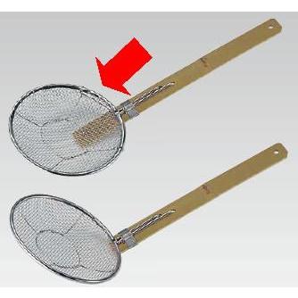 そば揚・すくい網・すくいざる 24cm 18-8ステンレス製 竹柄そば揚（6.5