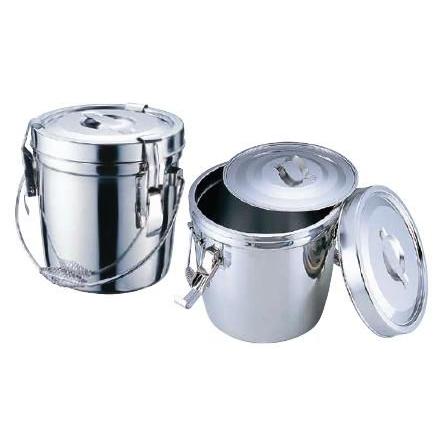 食缶・給食道具 10L 18-8ステンレス製 ダブル汁食缶 （フック付） φ29cm (1-0193-0302)