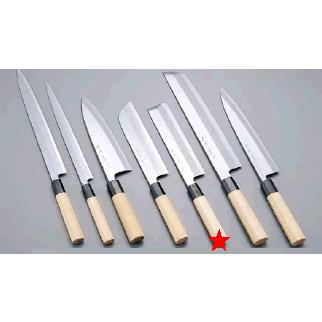 送料無料 包丁・ナイフ 堺實光 紋鍛 （青鋼） 薄刃（片刃）包丁 22.5cm