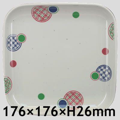 Daiwa|プラスチック食器|メラミン製|社員食堂|飲食店 10点セット 17cm主菜皿　小手毬(176×176×H26mm)　(台和)[KW-17-KT]
