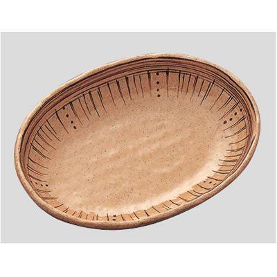 送料無料 Daiwa|プラスチック食器|メラミン製|食堂|飲食店 10点セット 小判多菜皿・大 すえの里・茶色(225×165×H40mm) (台和)[MD-90-SS]