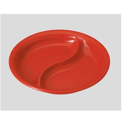 Daiwa|プラスチック食器|メラミン製|社員食堂|飲食店 10点セット 2ッ仕切皿 赤マーブル(Φ250×H37mm) (台和)[OD-30-R]