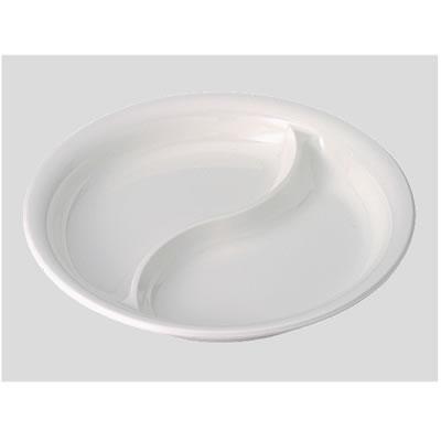 Daiwa|プラスチック食器|メラミン製|社員食堂|飲食店 10点セット 2ッ仕切皿 白(Φ250×H37mm) (台和)[OD-30-W]