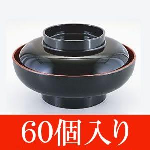 60個入 ABS製 5.5寸えびす丼 黒内朱（身・蓋セット）（φ165×96）60個（451-581-60）