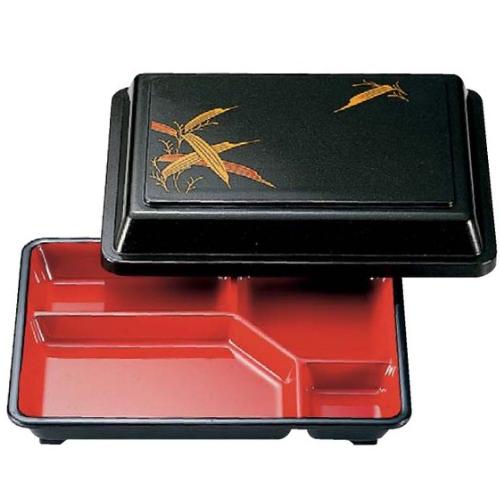 身・蓋セット]給食弁当 固定仕切 7寸 副食入 パール笹(215×166×50mm