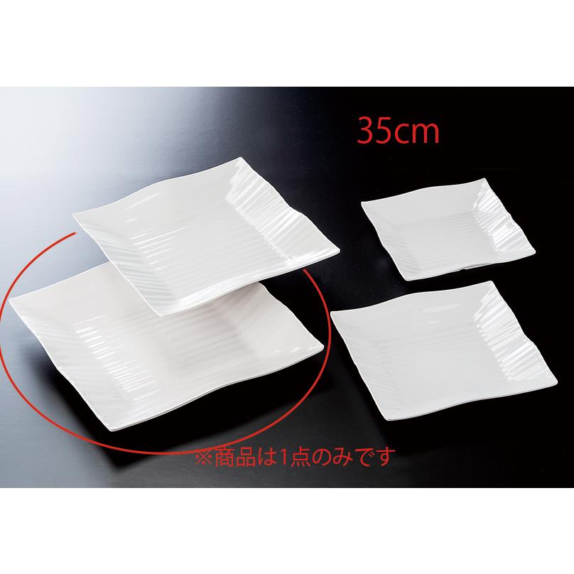 メラミン 40cm筋彫角盛皿  白(407×407×H60mm) 福井クラフト[ML1-42-4] 丈夫なプラスチック 業務用メラミン製食器