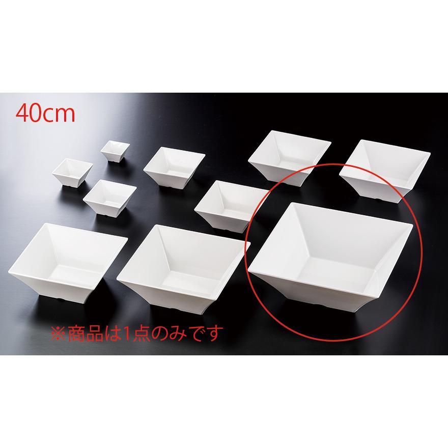 メラミン 40cmスクエア盛鉢  白(400×400×H145mm) 福井クラフト[ML1-45-10] 丈夫なプラスチック　業務用メラミン製食器