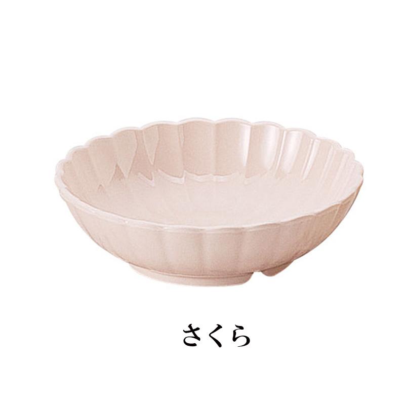メラミン製 菊形小鉢 5色(クリーム/さくら/よもぎ/黄・白)(φ114×H34mm