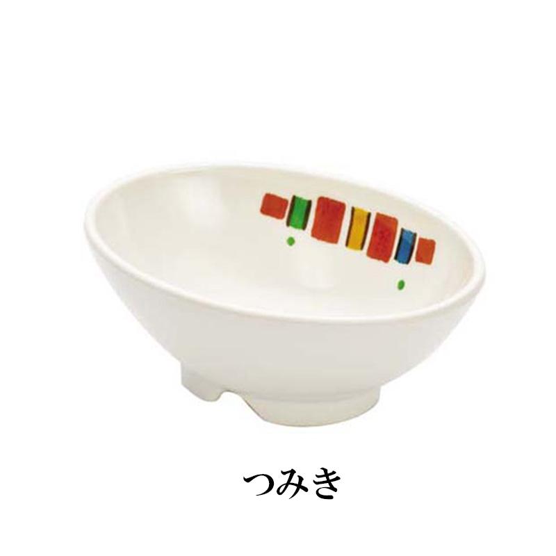 メラミン製 楕円小鉢 4柄(ガーベラ/つみき/小花/色笹)(99×74×H39mm