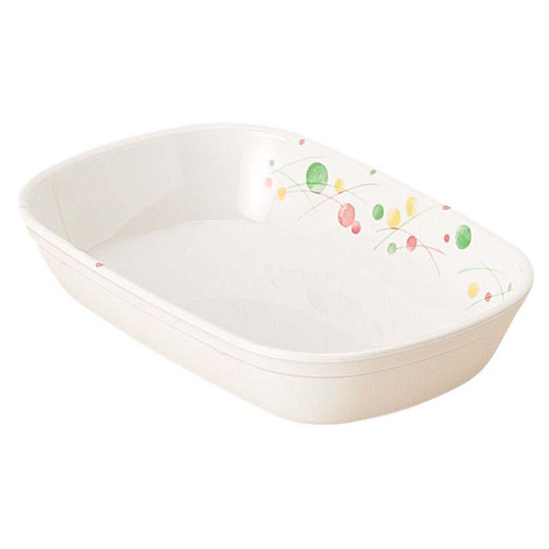 メラミン製 角深皿 中 水玉(185×120×H38mm・480ml) 信濃化学/shinca