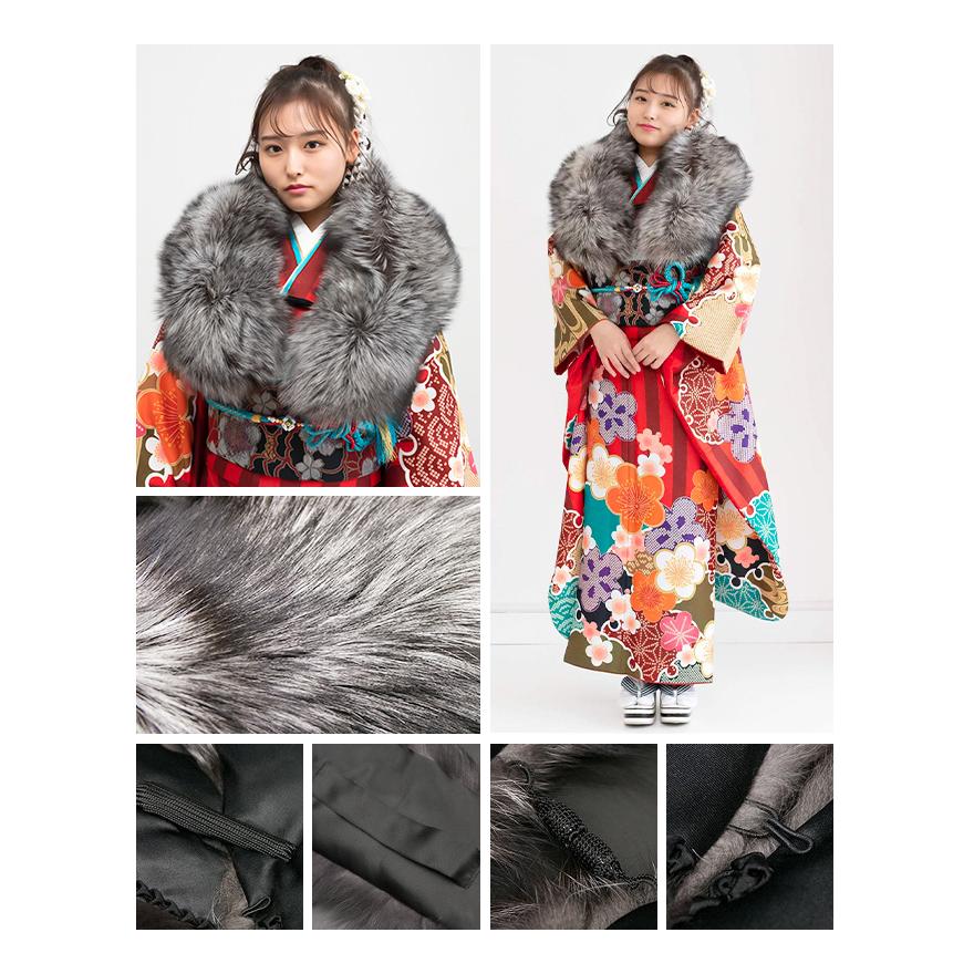 KYOETSU サガファー ショール 白 灰 黒 成人式 振袖 着物 和装 KYOETSU サガファー ショール 白 灰 黒 成人式 振袖 着物 和装