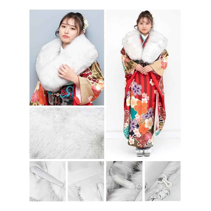 KYOETSU サガファー ショール 白 灰 黒 成人式 振袖 着物 和装 KYOETSU サガファー ショール 白 灰 黒 成人式 振袖 着物 和装