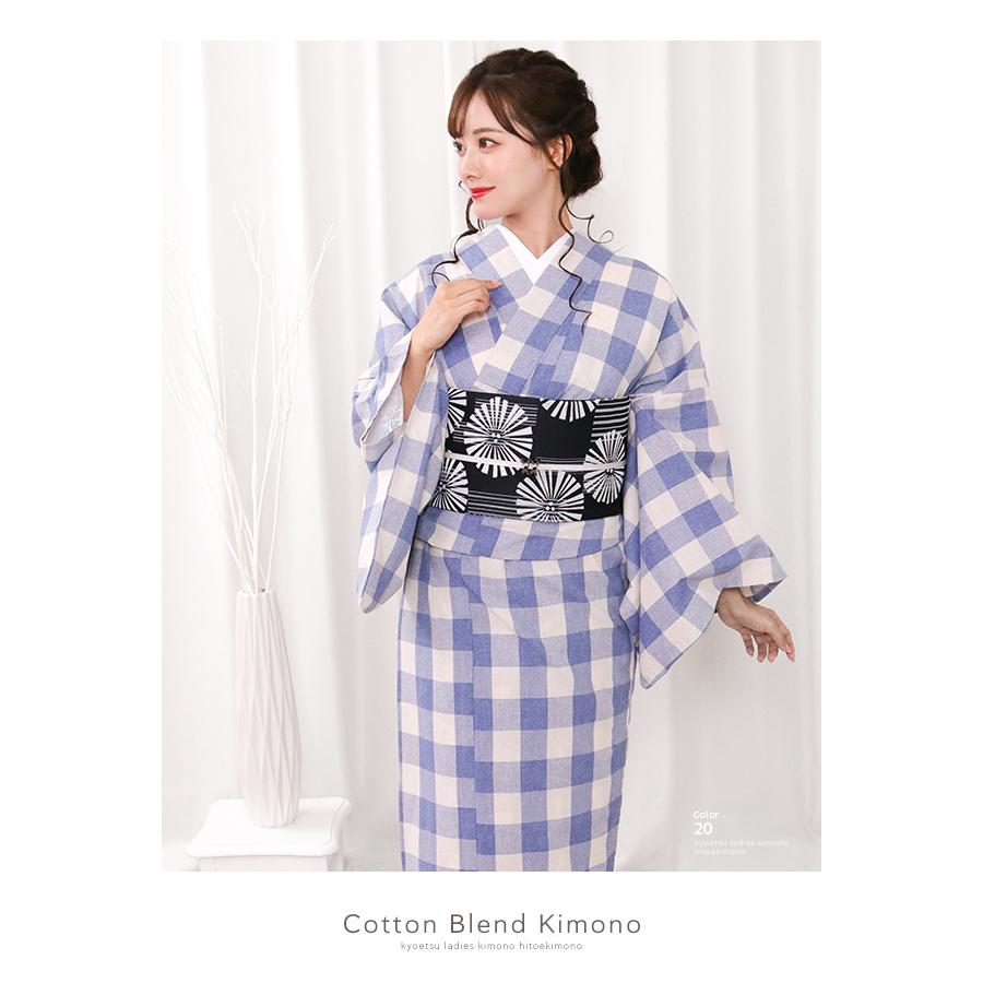 綿混単衣着物275) 洗える着物 夏着物 単衣 レトロ モダン レディース 8colors S/M/L/TL :10007850:京越卸屋 通販 着物 KYOETSU キョウエツ 洗える 単衣 無地 駒絽生地 レディース (M, 1.浅紫)