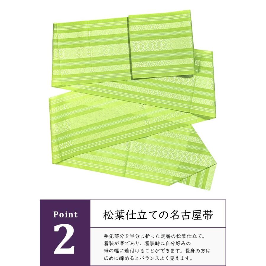 (名古屋帯 紗 献上柄) 日本製 お仕立て上がり 小紋 単衣 着物 八寸名古屋帯 夏用 松葉仕立て 18colors(rg)｜kyoetsuorosiya｜26