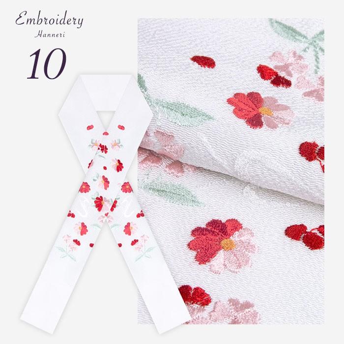 (刺繍半衿 1-10) メール便{P12} 半襟 半衿 刺繍 10colors 白 振袖 留袖用 訪問着 成人式 卒業式 着物 洗える 柄 フォーマル | KYOETSU | 21
