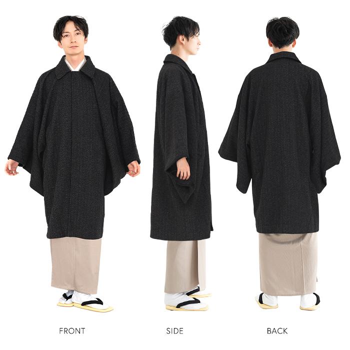 KYOETSU (角袖コート) 着物 コート 角袖 4colors ウール混 男性 メンズ 