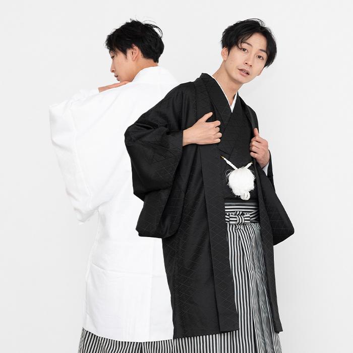KYOETSU (男羽織 紋付) 洗える羽織 羽織 単品 メンズ 和装 地紋付き  