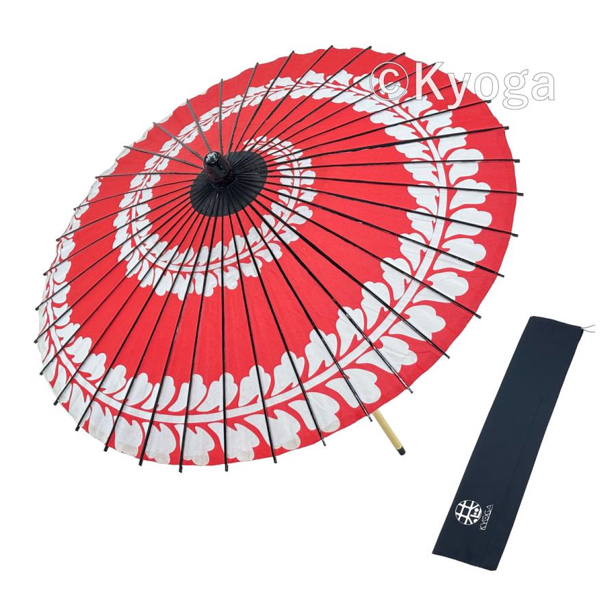 和傘 紙傘 1尺4寸 藤渦 朱色 継柄 直径約76cm 舞踊傘 踊り傘