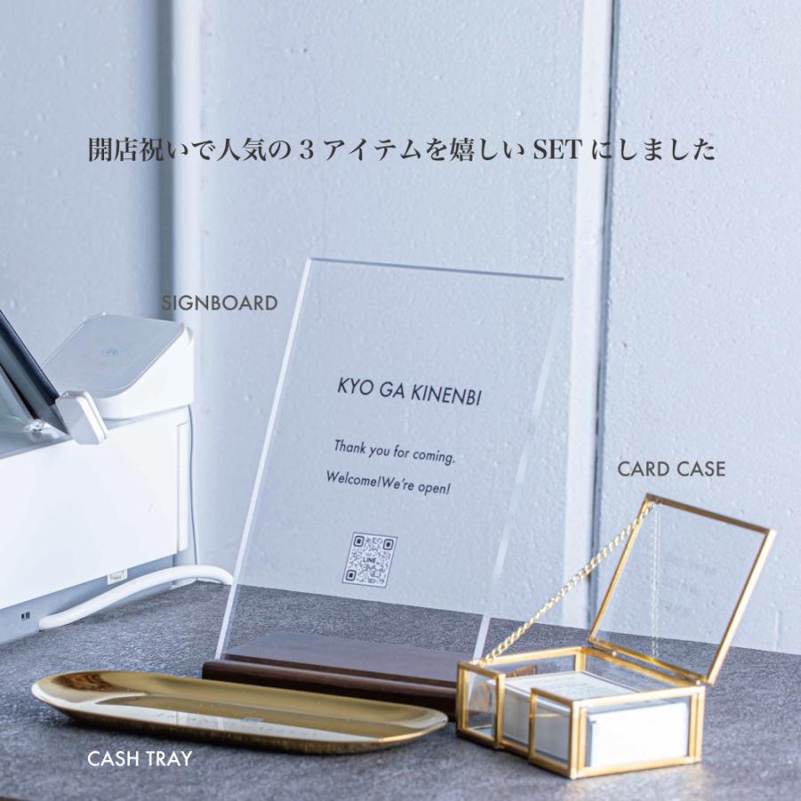 開店祝い 名入れ ギフト 3点セット アクリル看板 キャッシュトレイ カードケース 周年 開業祝い 美容室 カフェ サロン 飲食店 ロゴ おしゃれ 花以外_2