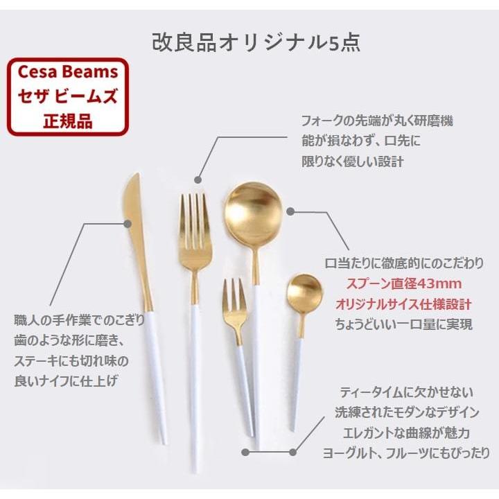 Cesa Beams カトラリーセット　5本ギフトボックス付きセット  結婚祝い ギフト食器 スプーン フォーク ナイフ   洋風 プチギフト 卒業 新生活（/=祝中5/)｜kyogindou｜02