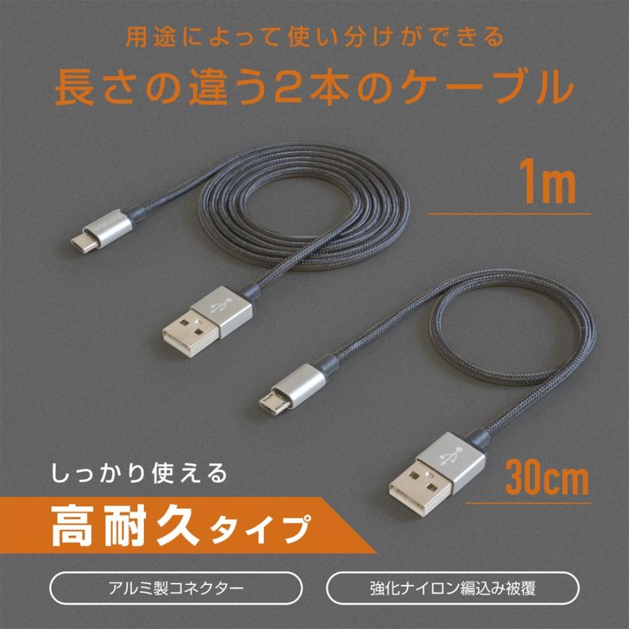 スマホ 急速充電器 android USB 2ポート 2.4A 2台同時 xperia z5 galaxy s7 galaxy feel aquos IQOS 各種対応 マイクロUSB 断線防止 強靭ケーブル 2本付セット｜kyohaya｜05