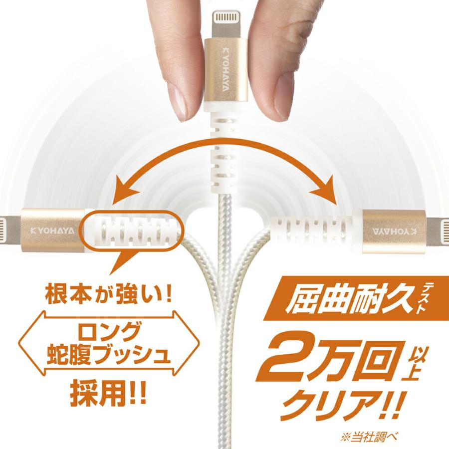 iPhone 充電 ケーブル 断線防止 MFi 認証 ライトニング ケーブル iPhone12 iPhone se iPhone8 iPad 各種対応 急速充電 50cm 1.2m KYOHAYA 強靭 タフ | KYOHAYA | 02