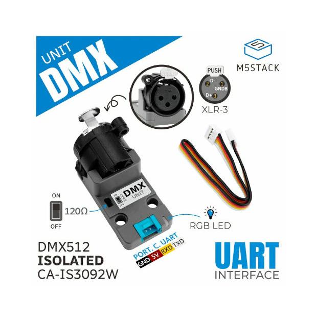 M5STACK-U183 M5Stack用DMXユニット 絶縁型RS485トランシーバー搭載 (CA-IS3092W) |  | 01