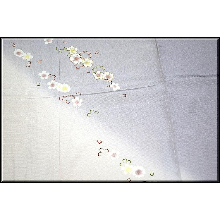 訪問着 正絹 新品 桜柄 丹後ちりめん生地使用 ぼかし グレー 未仕立て