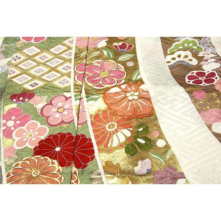 振袖 新品 購入 正絹 白色 最高級 束ね熨斗文 松竹梅 振り口付き 金駒刺繍 本染め 丹後ちりめん 未仕立て 仮絵羽 フォーマル 礼装 着物の画像