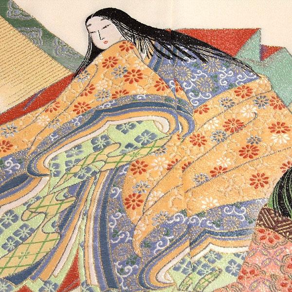 色留袖 黒留袖 正絹 新品 訳あり 宮廷絵図 逸品 お好みの色に染める 白生地 寿光織 まるで刺繍のような 縫い取り 未仕立て 仮絵羽 フォーマル 礼装 着物の画像