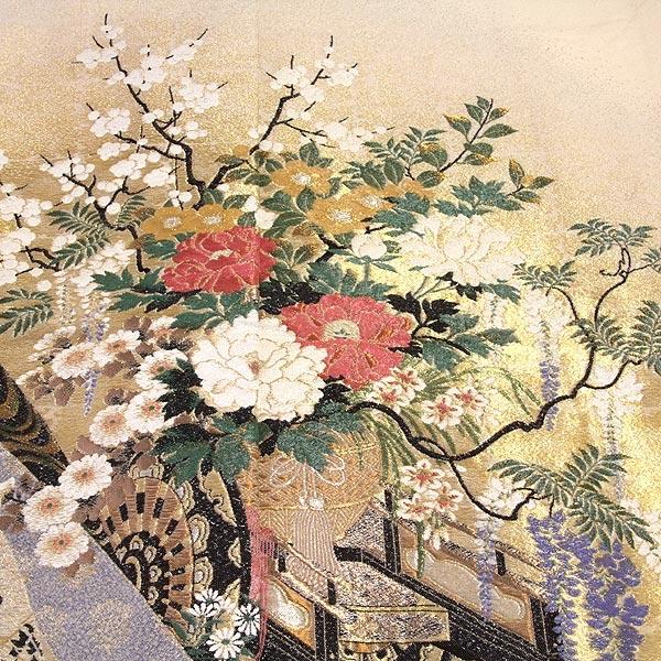 色留袖 黒留袖 正絹 新品 訳あり 琳派華祥 逸品 お好みの色に染める 白生地 寿光織 まるで刺繍のような 縫い取り 未仕立て 仮絵羽 フォーマル 礼装 着物の画像