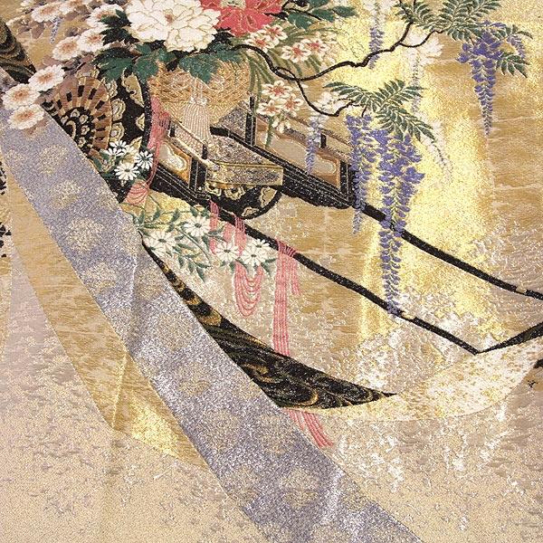 色留袖 黒留袖 正絹 新品 訳あり 琳派華祥 逸品 お好みの色に染める 白生地 寿光織 まるで刺繍のような 縫い取り 未仕立て 仮絵羽 フォーマル 礼装 着物の画像