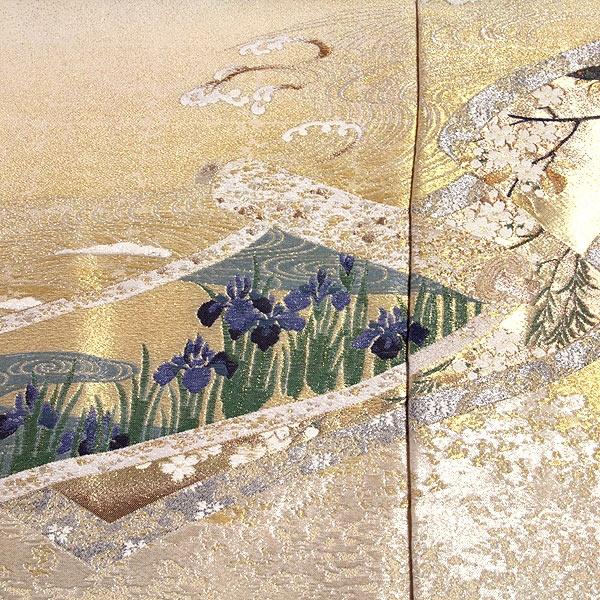 色留袖 黒留袖 正絹 新品 訳あり 琳派華祥 逸品 お好みの色に染める 白生地 寿光織 まるで刺繍のような 縫い取り 未仕立て 仮絵羽 フォーマル 礼装 着物の画像