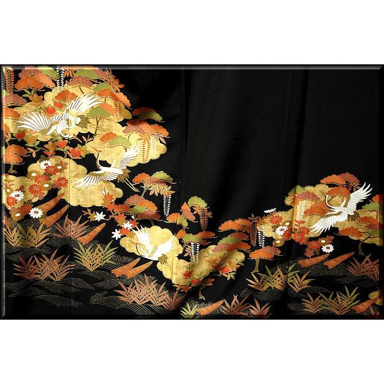 黒留袖 新品 正絹 購入 豪華な 金彩 飛び鶴 吉祥文様 未使用 仮絵羽 